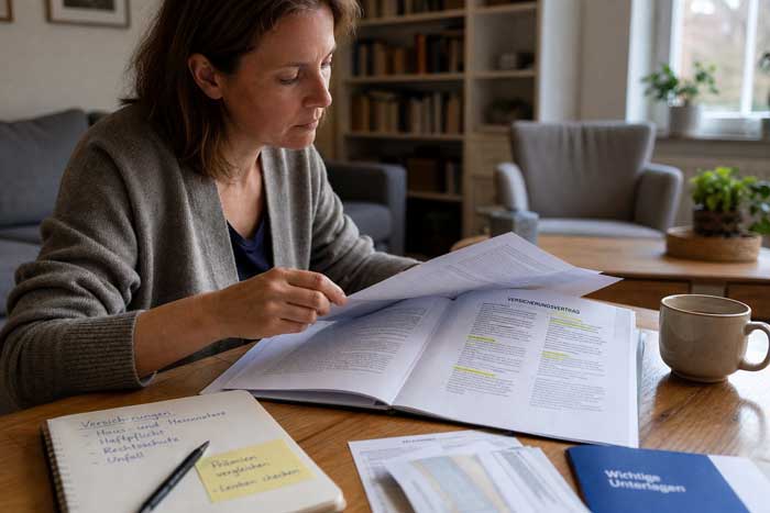 EIne Frau liest sich die Optionen von Änderungen ihrer Lebensversicherung durch