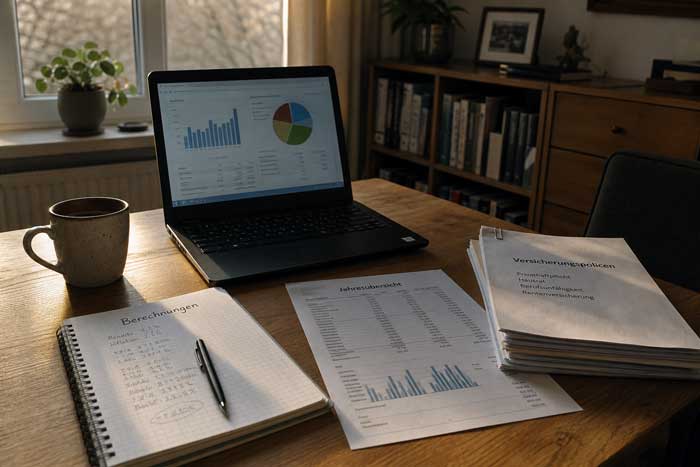 Laptop mit Jahresübersicht Entwicklung eines ETF Sparplans